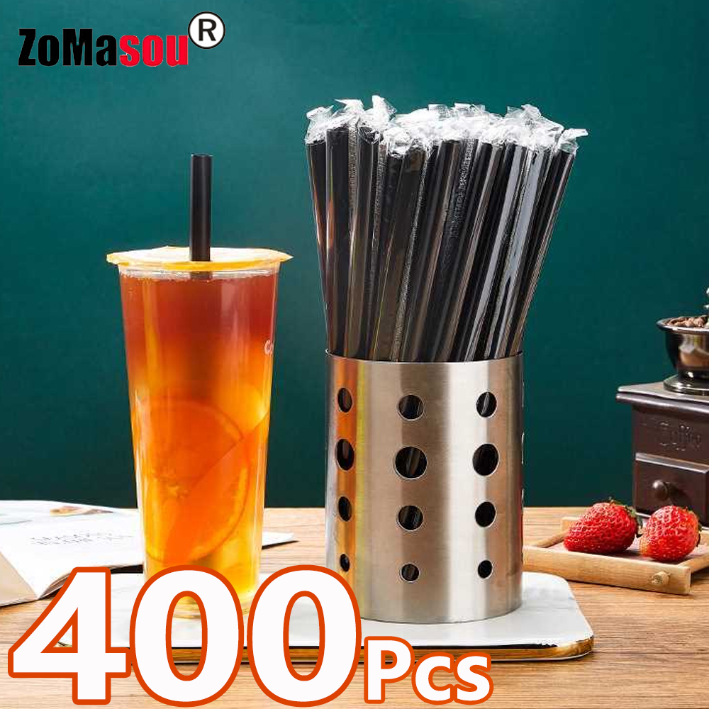 Home Bar Shelf - 50/400Pcs Large Black Drinking Straws Big