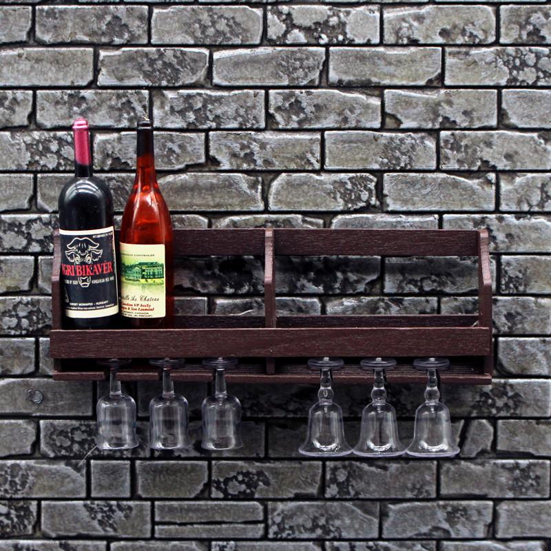 Home Bar Stand - 1 Set Dollhouse Simulation Wall Mounted
