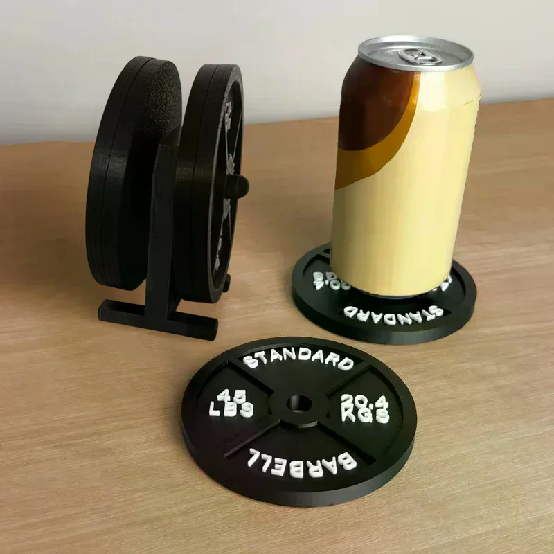 Home Bar Set - Weight Plate Coaster Set Holder Drink