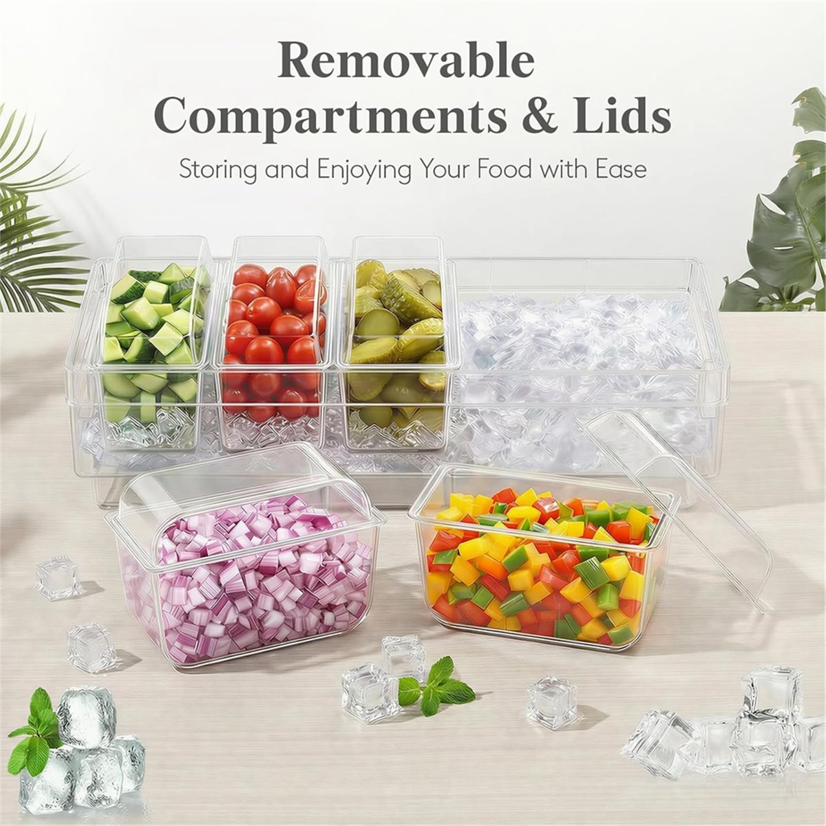 Garnish Tray Set - A1846K Chilled Condiment Containers,Taco Bar Serving