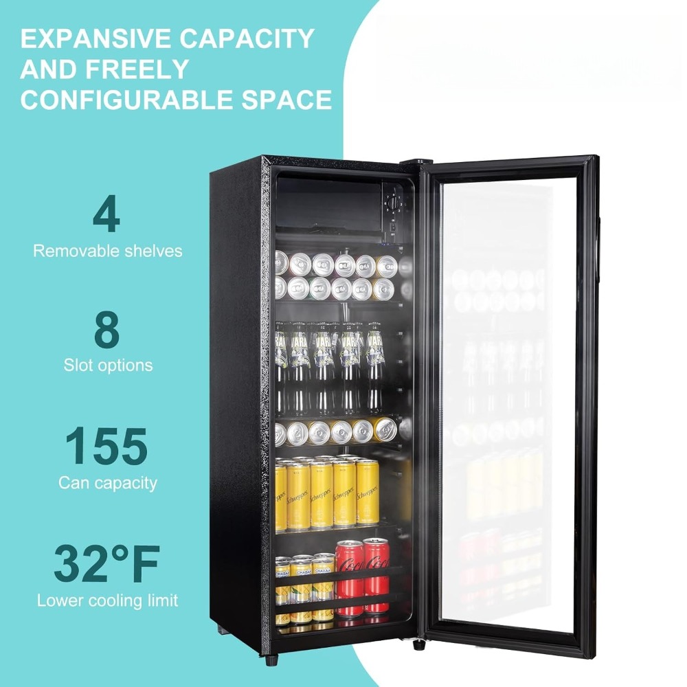 Home Bar And Fridge - 4.8 Cu.Ft Mini Beverage Refrigerator,155 Can