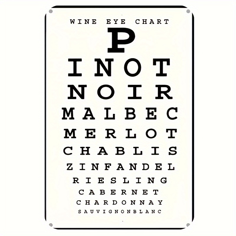 Home Bar And Kitchen - Vintage Wine Eye Chart Metal Sign
