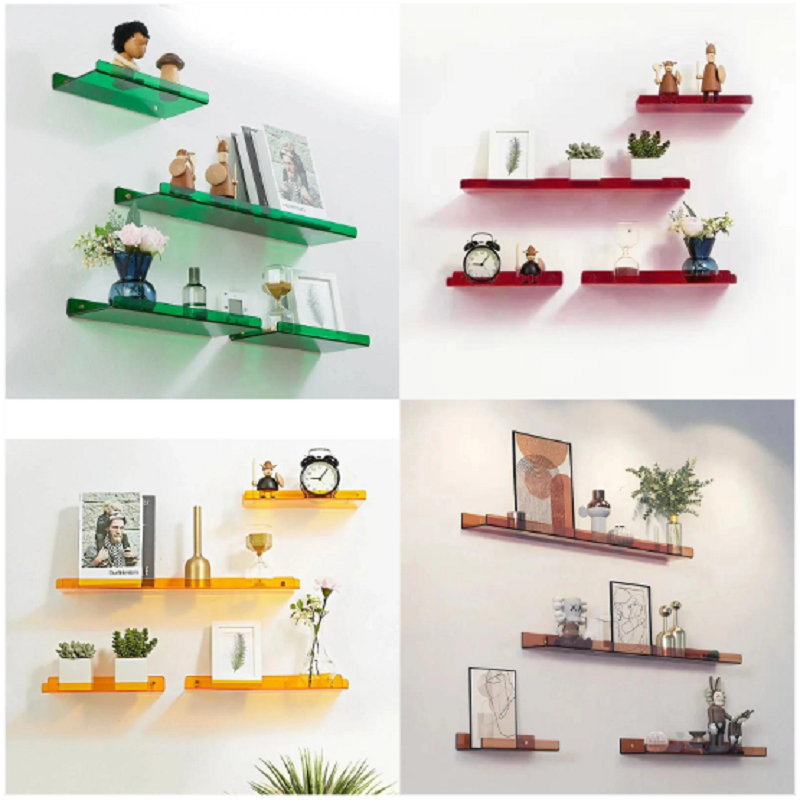 Home Bar Shelves - Colorful Acrylic Floating Shelf, Wall Mounted