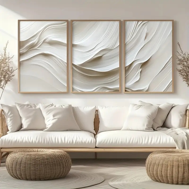 Home Bar Set - 3pcs/set Neutral Beige Simple Wall Art,