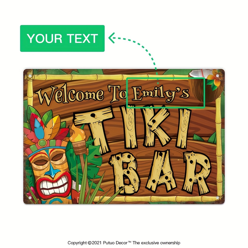 Home Bar And Restaurant - Custom Decor Tiki Bar Sign, Personalized