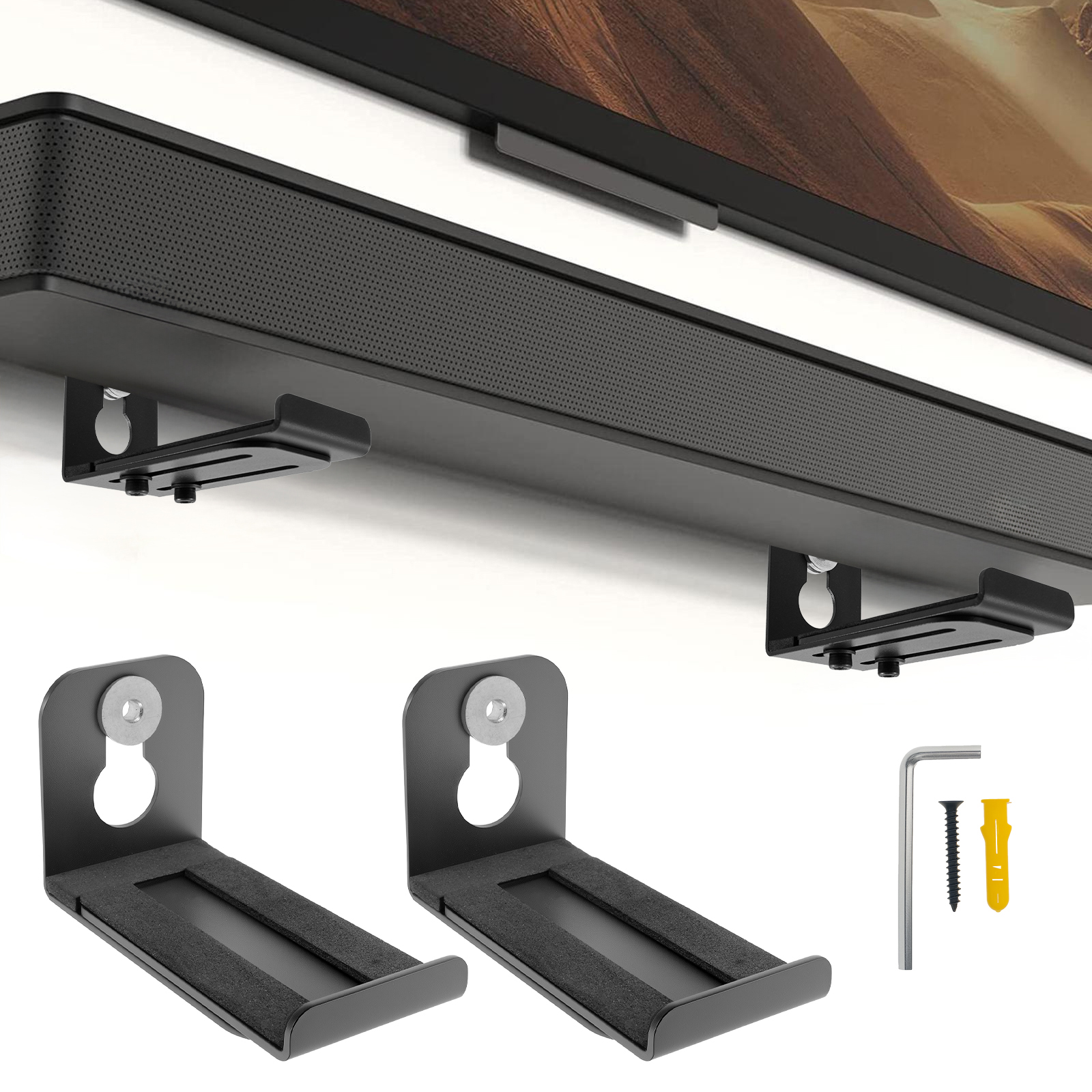 Home Bar Stand - 2Pcs Soundbar Speaker Stands Wall Mount