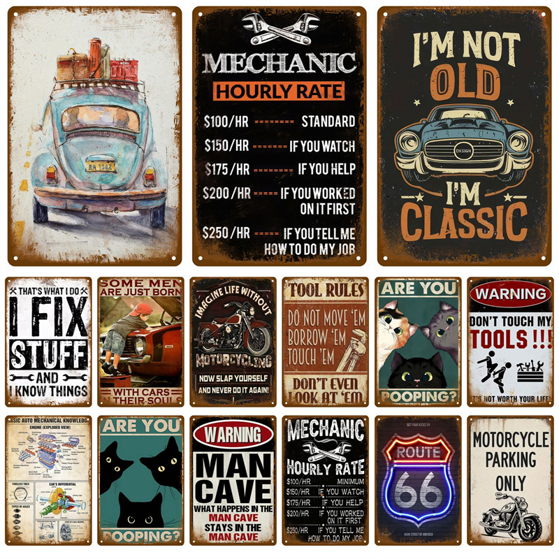 Home Bar Set - Vintage Metal Plate Tin Sign Plates