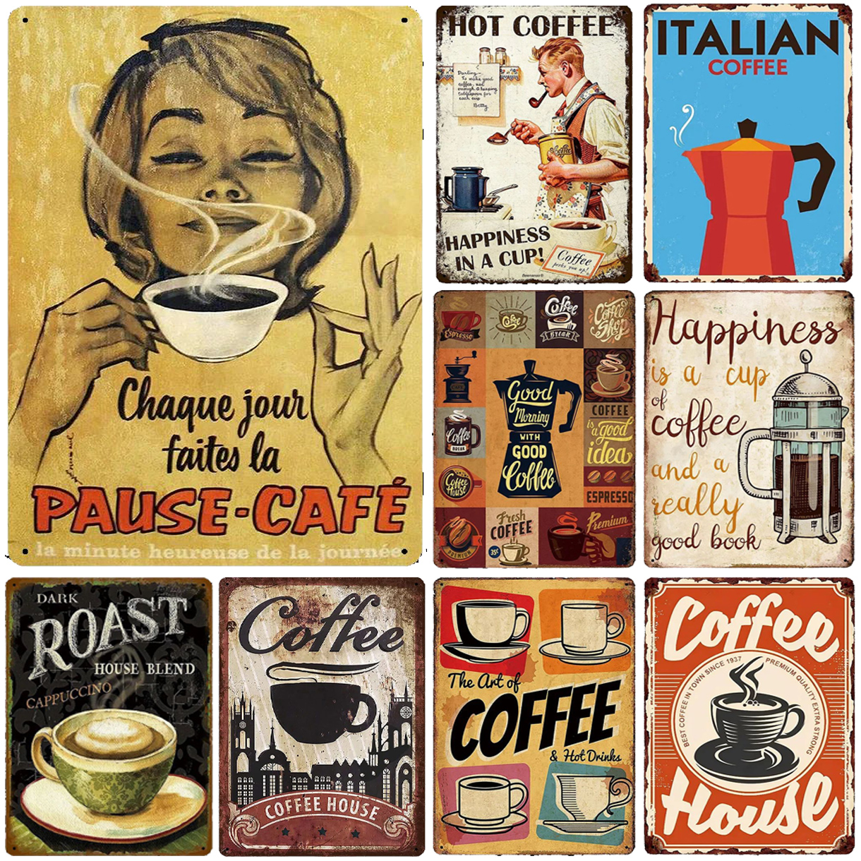 Home Bar And Coffee - Metal Tin Signs Italian Coffee Wall