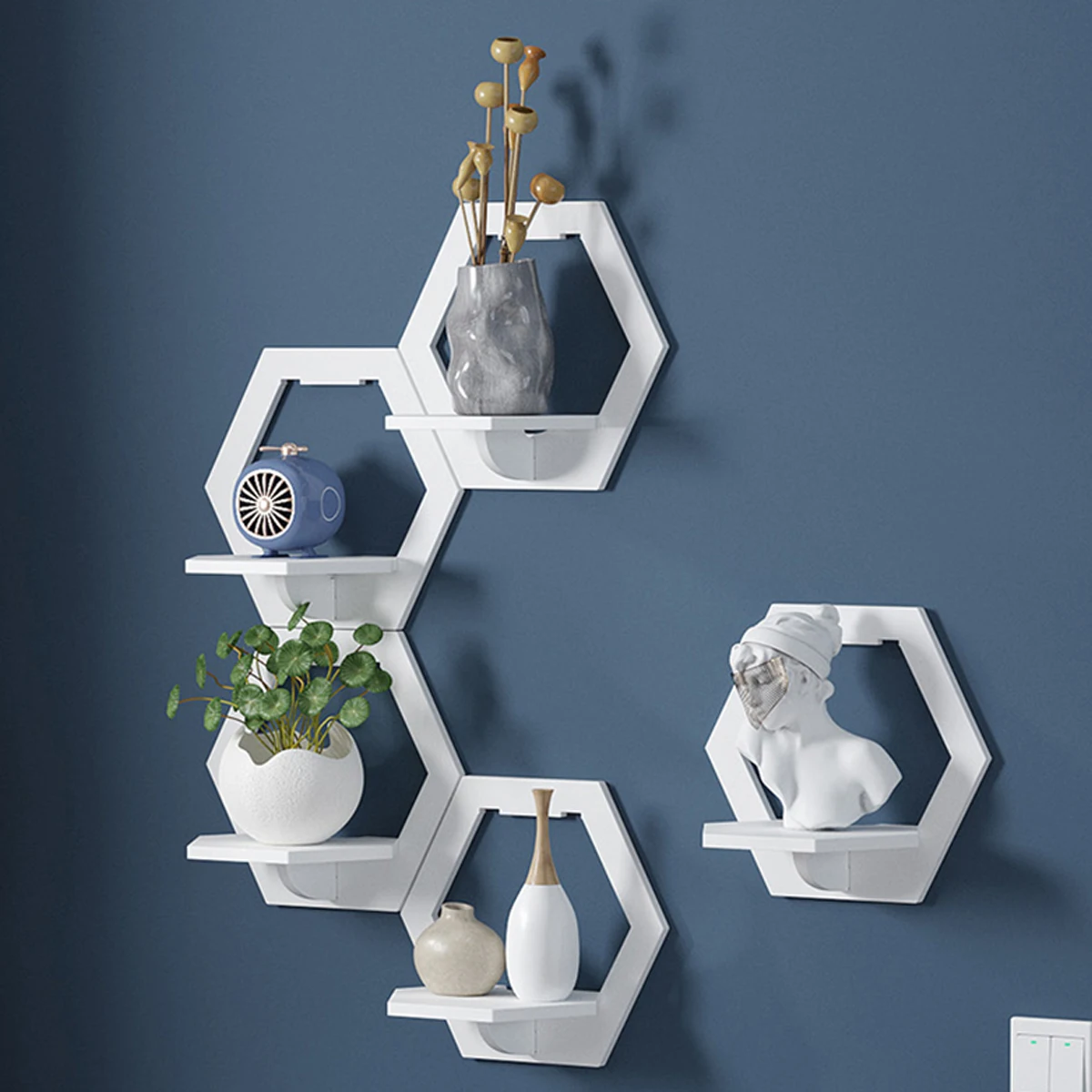 3Pcs Hexagon Wall Shelf Punch  - огляд і ціна Home Bar Shelves