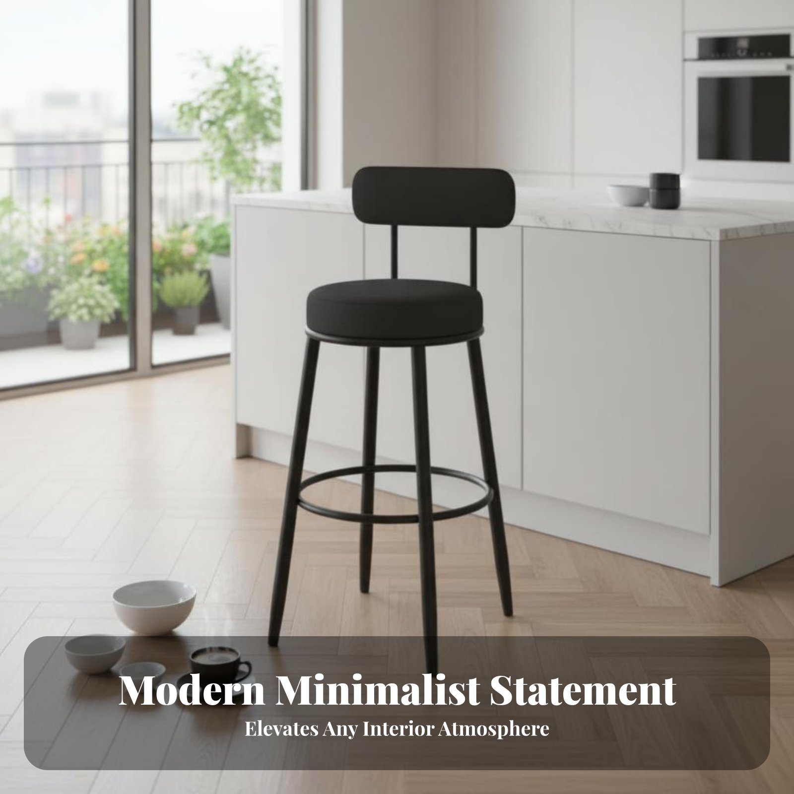 Upholstered Stool with Low Rea - огляд і ціна Home Bar Seating