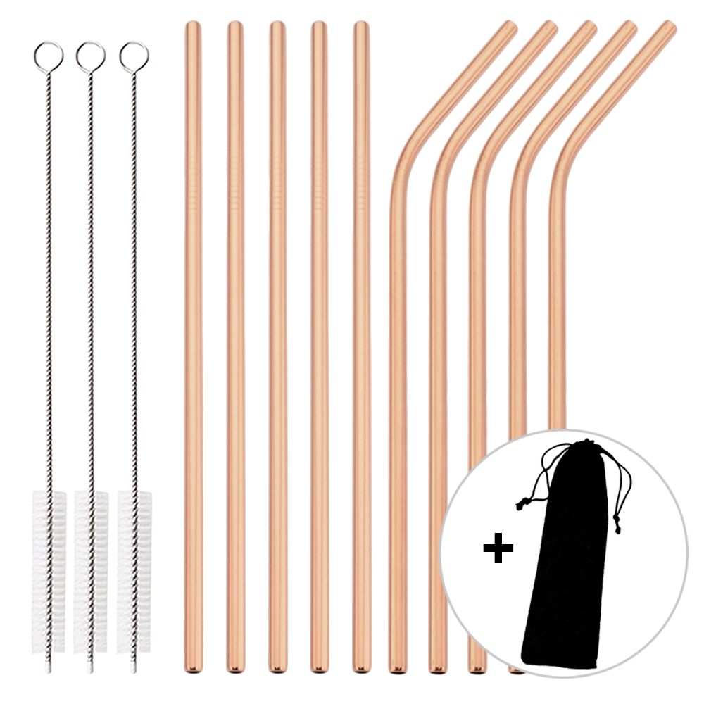 14Pcs Reusable Rose Gold Straw - огляд і ціна Home Bar Set