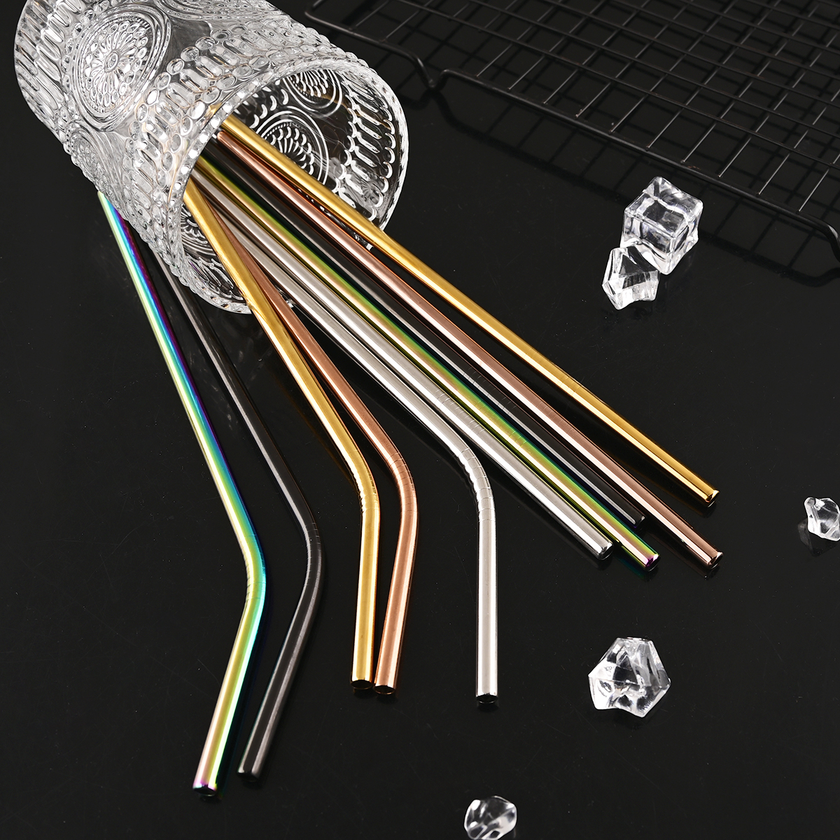 14Pcs Reusable Rose Gold Straw - огляд і ціна Home Bar Set