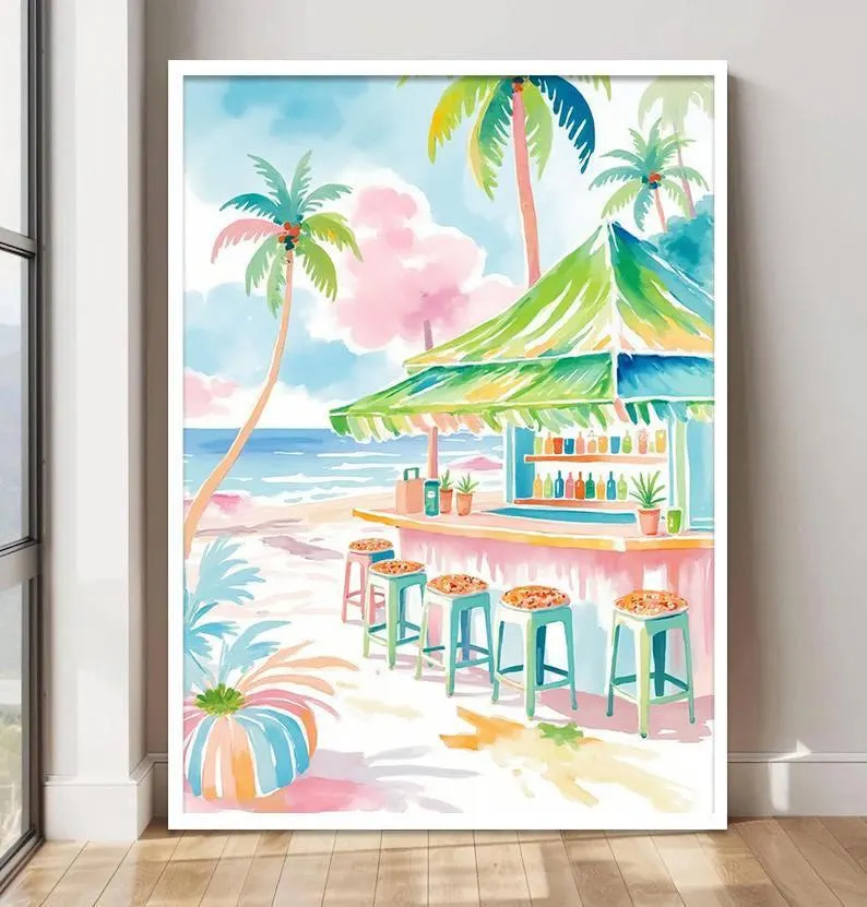 Boho Tropical Watercolor Wall  - огляд і ціна Home Bar Set