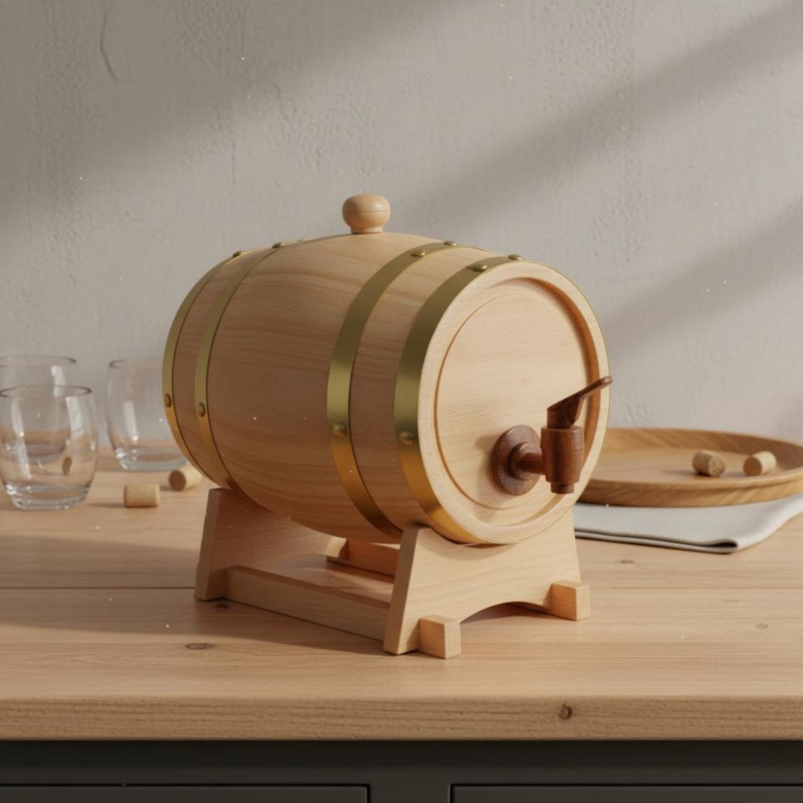 Fir Wood Barrel with Spigot Le - огляд і ціна Home Bar Stand