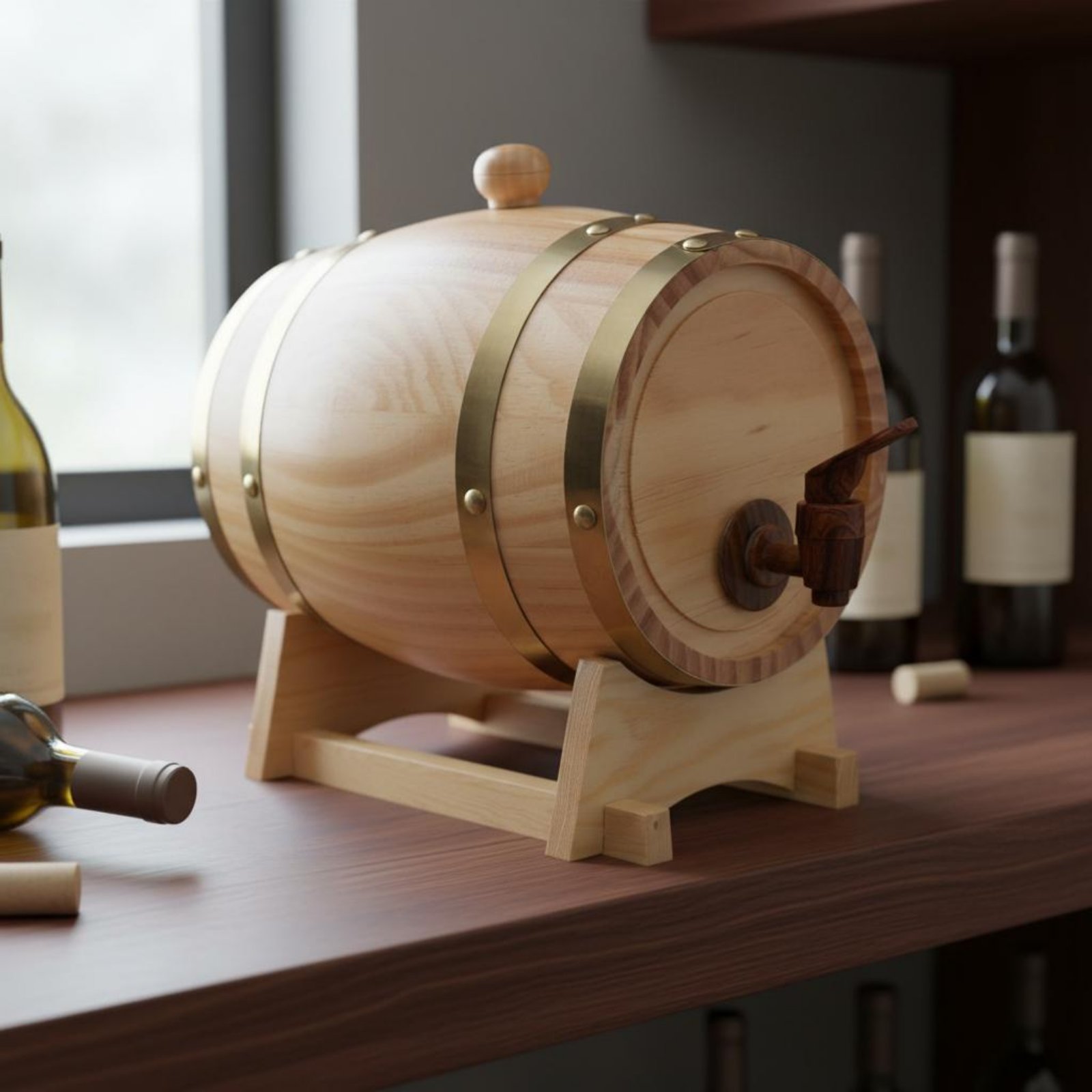 Fir Wood Barrel with Spigot Le - огляд і ціна Home Bar Stand