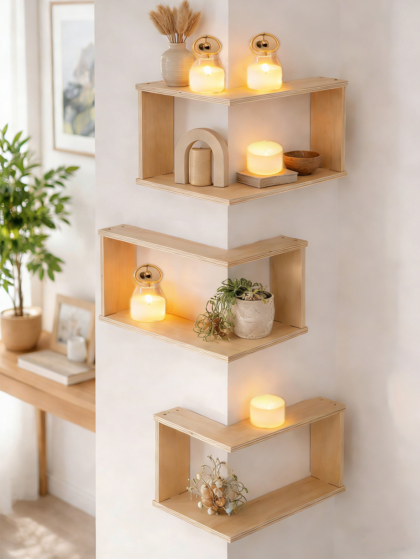 1, 2pcs Rustic Corner Wall She - огляд і ціна Home Bar Shelves