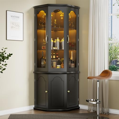 Corner Bar Cabinet w/LED Light - огляд і ціна Home Bar Shelves