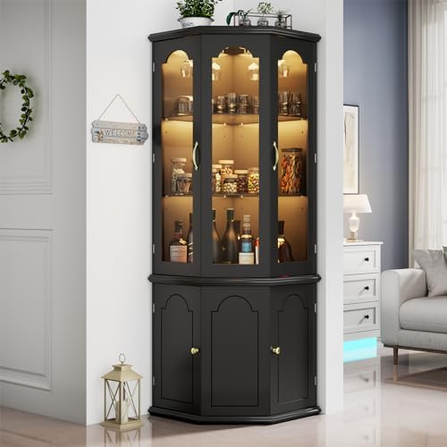 Corner Bar Cabinet w/LED Light - огляд і ціна Home Bar Shelves