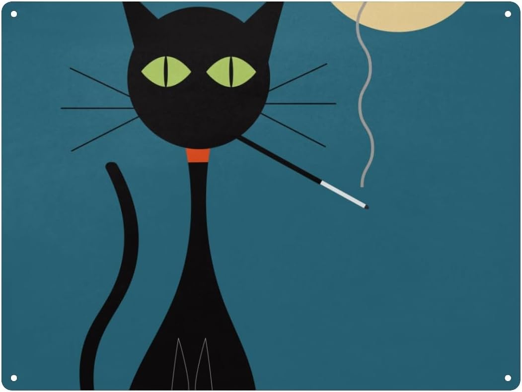 Metal Tin Sign, Black Cat Moon - огляд і ціна Home Bar And Coffee