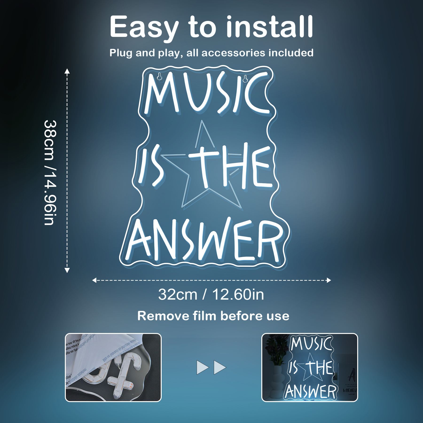 Music Is The Answer Neon Sign  - огляд і ціна Home Bar Word