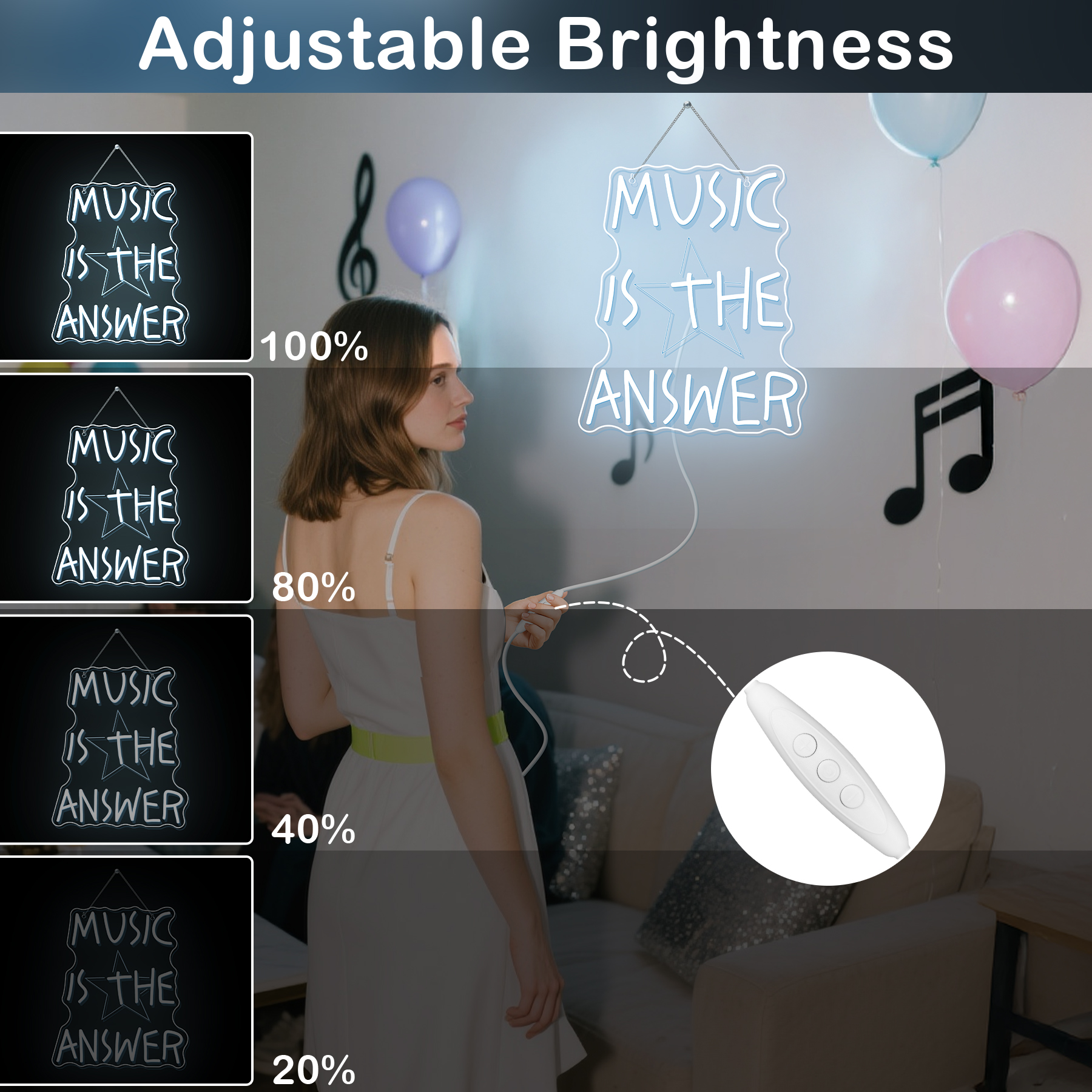 Music Is The Answer Neon Sign  - огляд і ціна Home Bar Word