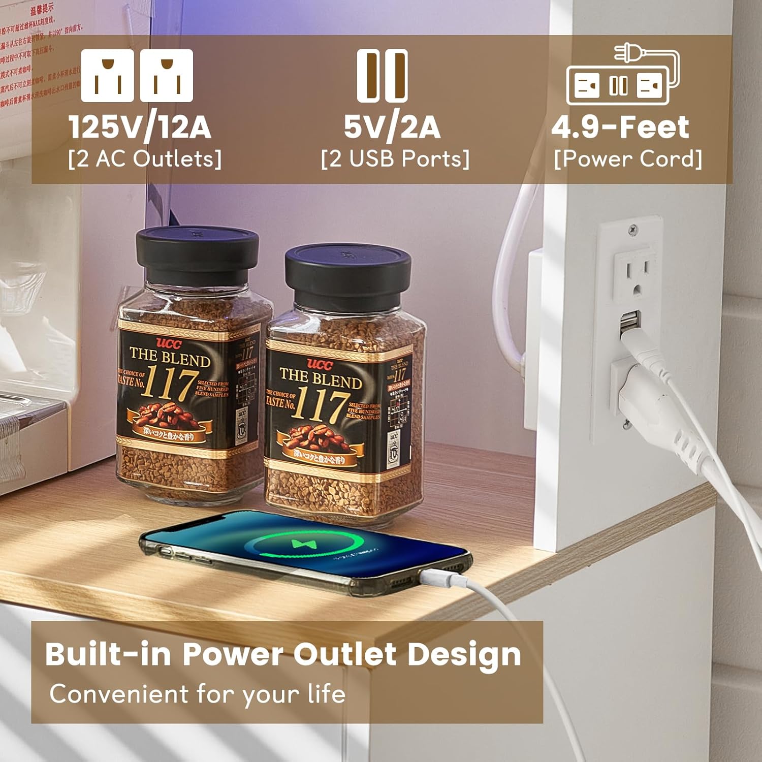 Wine Bar Cabinet with Power Ou - огляд і ціна Home Bar Shelves